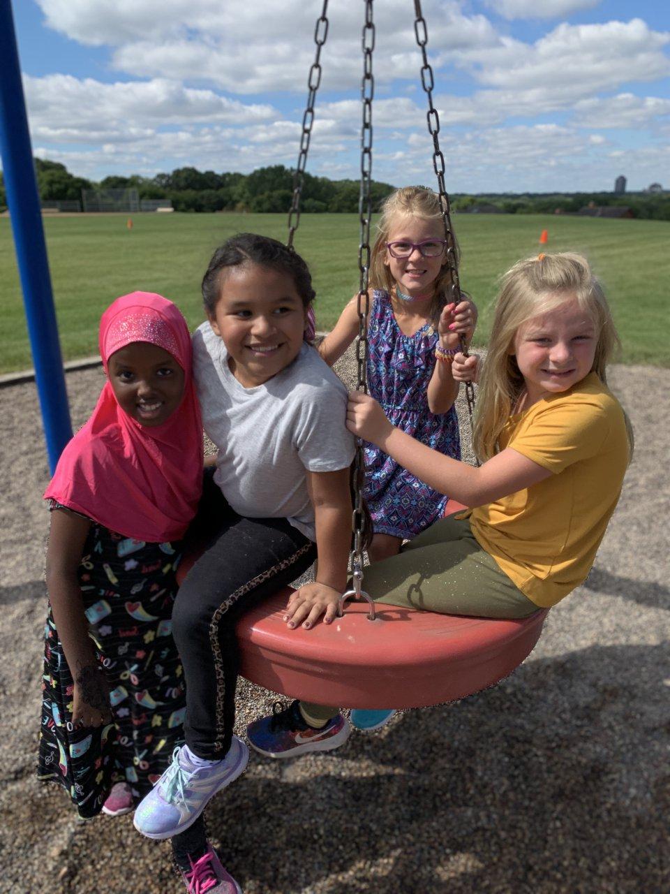 Students playing on the playground.